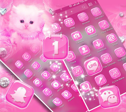 Cute Pink Cat Launcher Theme ekran görüntüsü