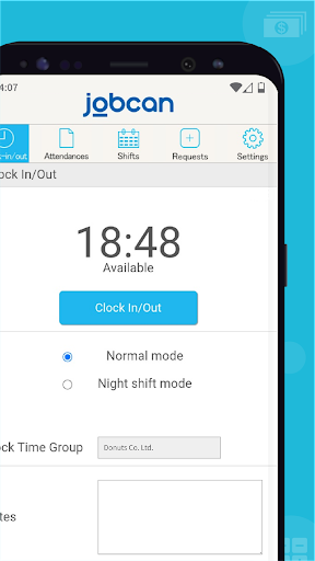 Jobcan Attendance Management ekran görüntüsü
