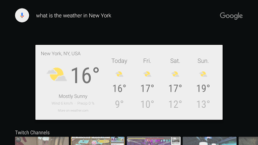 Google app for Android TV ekran görüntüsü