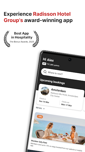 Radisson Hotels, rezervasyon ekran görüntüsü