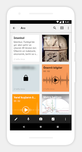 Not defteri, notlar - Defter ekran görüntüsü