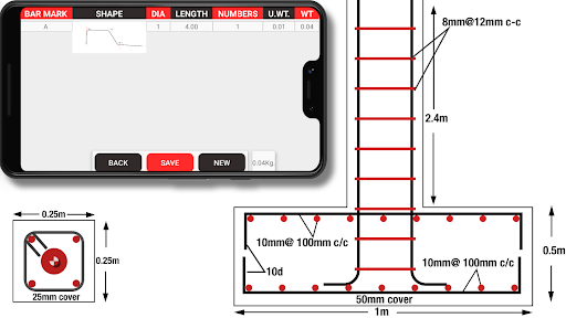 Bar bending schedule rebar bbs ekran görüntüsü