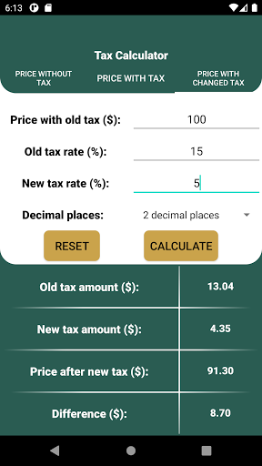 Tax Calculator ekran görüntüsü