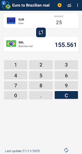 Euro to Brazilian real convert ekran görüntüsü