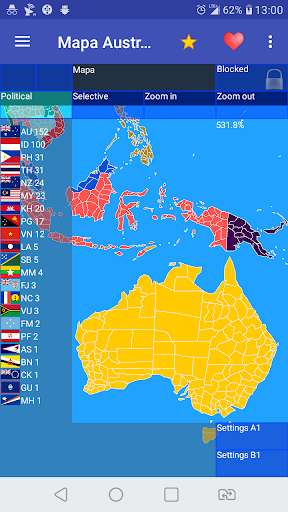 Mapa Australii i Oceanii ekran görüntüsü