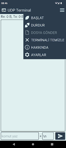 UDP Terminal ekran görüntüsü
