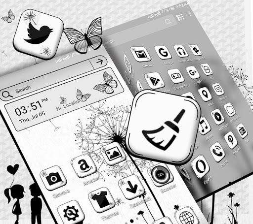 Black And White Launcher Theme ekran görüntüsü