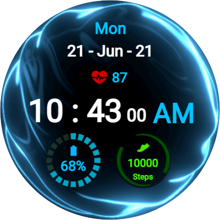 Fluid Blue Watch Face ekran görüntüsü