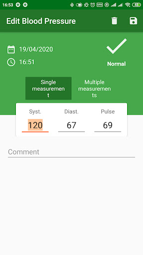 Blood pressure diary ekran görüntüsü