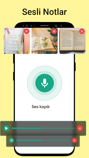 Not defteri: Sesli Not, Notlar ekran görüntüsü