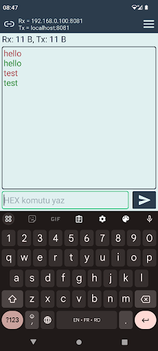 UDP Terminal ekran görüntüsü