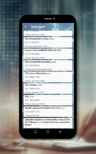 Obchodní rejstřík ekran görüntüsü