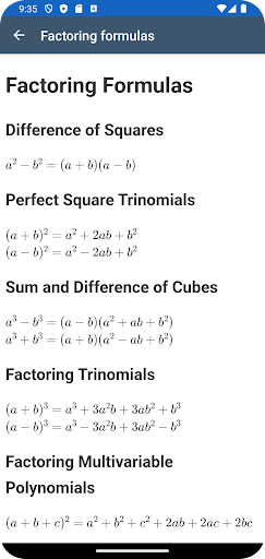 Math Formulas Algebra ekran görüntüsü