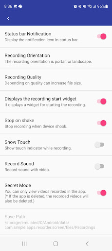 Simple Secret Screen Recorder ekran görüntüsü