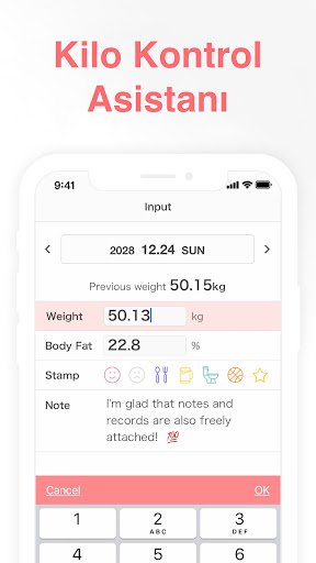SmartDiet Kilo Takibi, Kontrol ekran görüntüsü