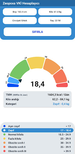 BMI Hesaplayıcı - Kilo Kaybı ekran görüntüsü
