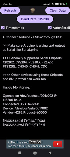 Serial Monitor Arduino ESP32 ekran görüntüsü