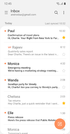 Samsung Email ekran görüntüsü