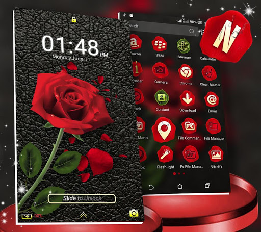 Rose in Black Launcher Theme ekran görüntüsü