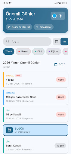 Önemli Gün ve Haftalar ekran görüntüsü