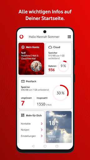 Vodafone E-Mail & Cloud ekran görüntüsü