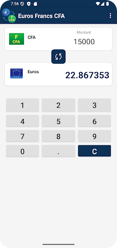 Convertisseur Francs CFA Euros ekran görüntüsü