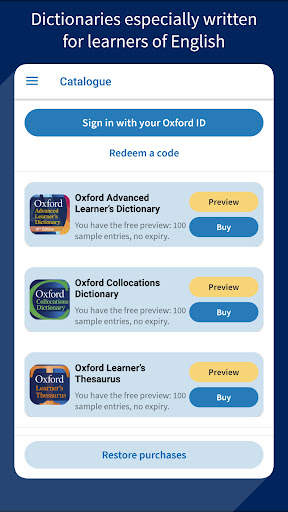 Oxford Advanced Learner's Dict ekran görüntüsü