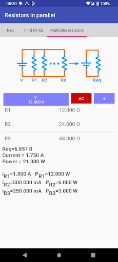 Series/Parallel Resistors ekran görüntüsü