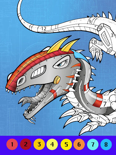 Dino Robot Coloring By Numbers ekran görüntüsü