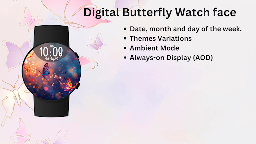 Digital Butterfly Watch face ekran görüntüsü
