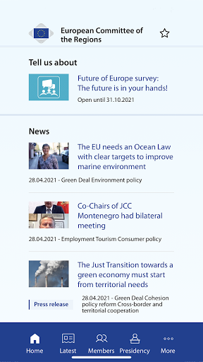 EU Committee of the Regions ekran görüntüsü