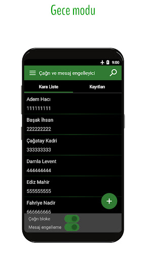 Numara ve SMS mesaj engelleme ekran görüntüsü