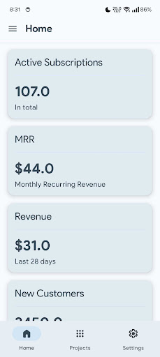RevenueDash: RevenueCat Client ekran görüntüsü