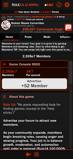 Rule1A Incremental: Idle Forum ekran görüntüsü