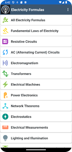Electricity Formulas ekran görüntüsü