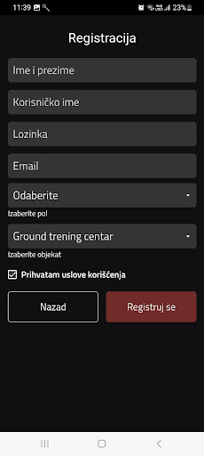 GROUND trening centar ekran görüntüsü