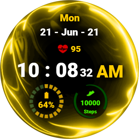 Fluid Yellow Watch Face ekran görüntüsü