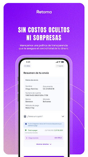 Retorna: envía dinero seguro ekran görüntüsü