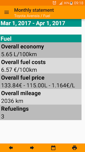 Refueling database ekran görüntüsü