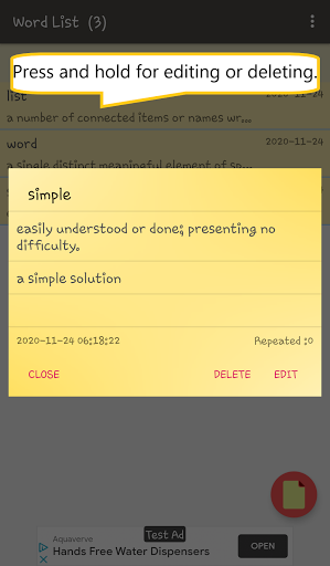 Simple Word List ekran görüntüsü