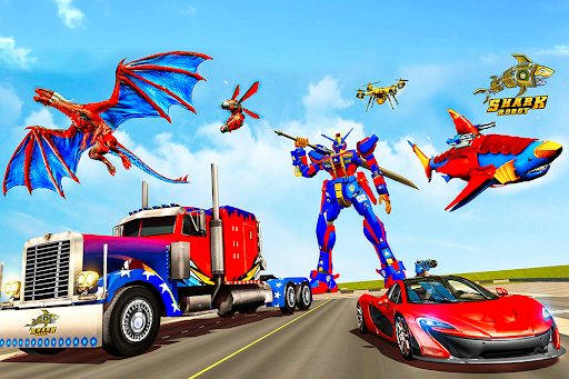 Police Shark Robot Car Games ekran görüntüsü