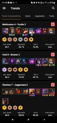 Builds for TFT - LoLChess ekran görüntüsü