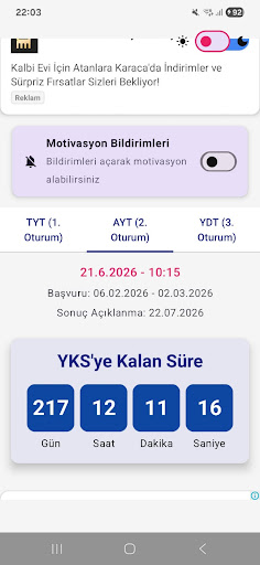 YKS Sayaç - Widget ekran görüntüsü
