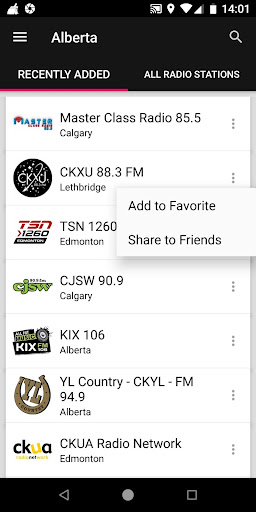 Alberta Radio Stations, Canada ekran görüntüsü