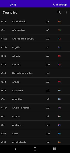 World Dial Codes and Flags ekran görüntüsü