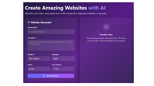 MASTER WEBSITE AI GENERATOR ekran görüntüsü