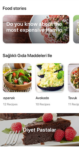 Sağlıklı Tarifler uygulaması ekran görüntüsü