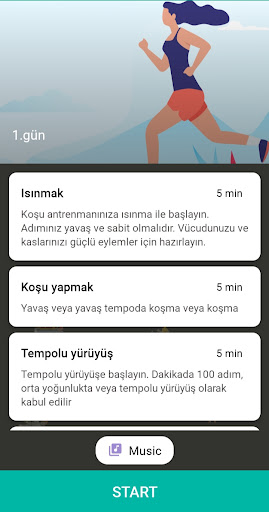 Kilo kaybı için koşu uygulamas ekran görüntüsü