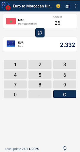 Euro to Moroccan Dirham ekran görüntüsü
