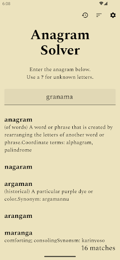 Anagram Solver ekran görüntüsü